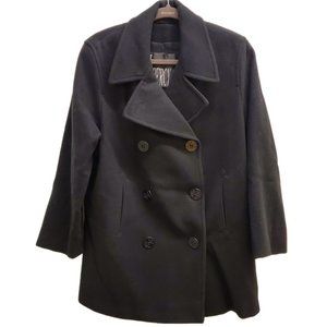 J. Percy Black Wool Double Breasted Coat Size 8
